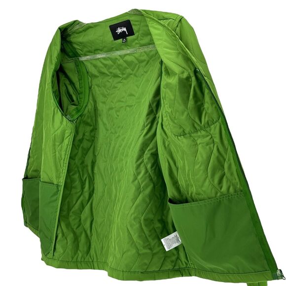 Stussy Women's Quilted Jacket Vest Convertible Nylon Ranch Green Streetwear M - Picture 9 of 14